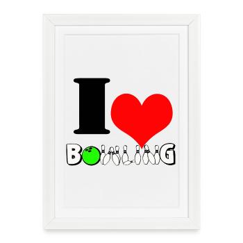 Bowling Love Coeur - Affiche encadrée (27 × 37 cm) - blanc - Devant