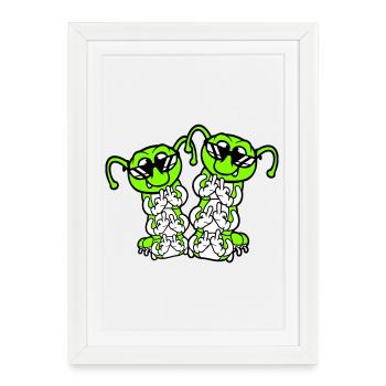 2 Caterpillar Majeur Insulte Lunettes de soleil Équipe - Affiche encadrée (27 × 37 cm) - blanc - Devant