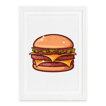 Cheeseburger juteux - Affiche encadrée (27 × 37 cm) - blanc - Devant