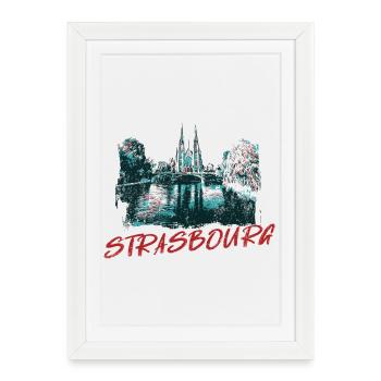 Landscape with Strasbourg Cathedral - Framed poster (27 × 37 cm) - white - Front