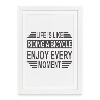 Life is like cycling - Framed poster (27 × 37 cm) - white - Front