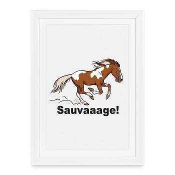 Cheval sauvage pie (pour textiles clairs) - Affiche encadrée (27 × 37 cm) - blanc - Devant