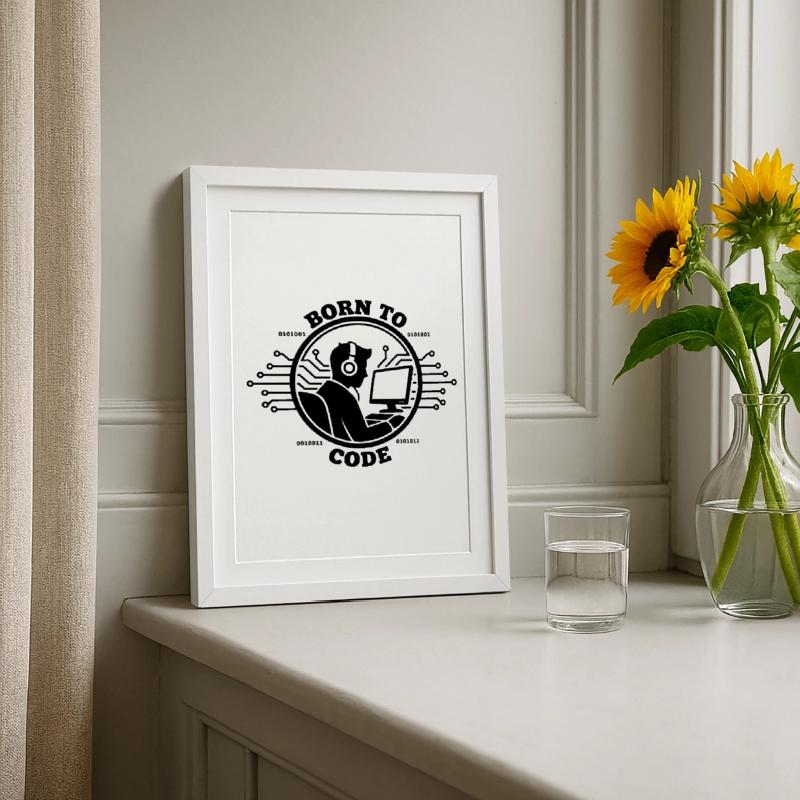 Codeur né pour coder Programmeur Affiche encadrée (27 × 37 cm)