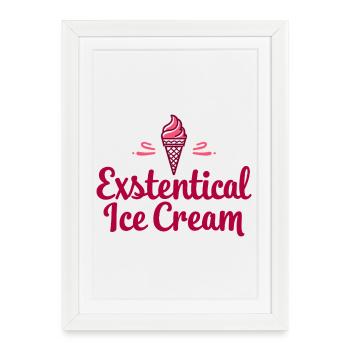 Existenzielle Eiscreme Lustiger Spruch Eis Waffel - Framed poster (27 × 37 cm) - white - Front