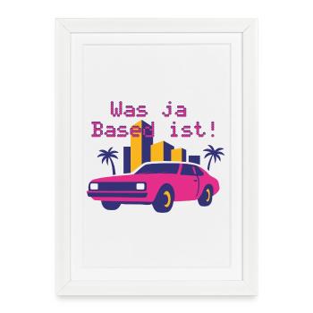 Neon Retro Cabrio Miami Stil (Was ja Based ist!) - Affiche encadrée (27 × 37 cm) - blanc - Devant