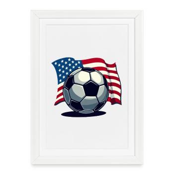 World Cup USA Soccer Soccer America Flag - Framed poster (27 × 37 cm) - white - Front