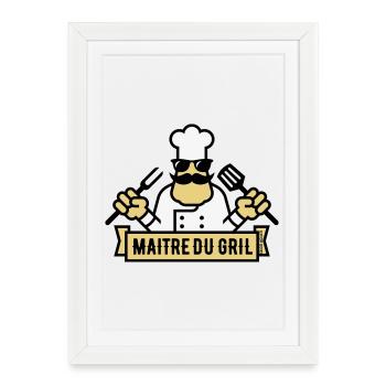 Grill Master (Grill / BBQ / BBQ / 3C) - Framed poster (27 × 37 cm) - white - Front