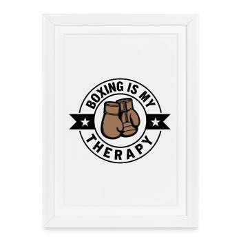 Boxing is my Therapy Boxen Sport Statement - Framed poster (27 × 37 cm) - white - Front