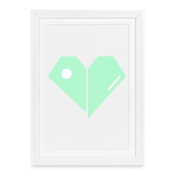 Mint Heart Split Minimalist - Framed poster (27 × 37 cm) - white - Front