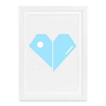 Geometric Blue Heart - Framed poster (27 × 37 cm) - white - Front