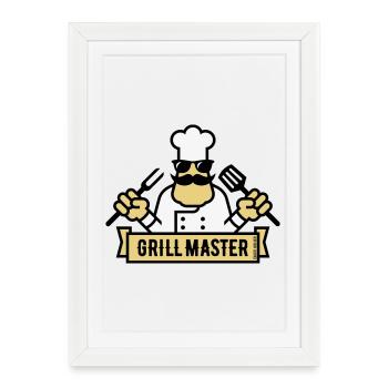 Grill Master (Grill / Barbecue / BBQ / 3C) - Affiche encadrée (27 × 37 cm) - blanc - Devant