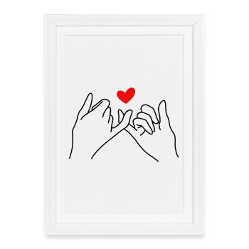 Pinky Promise Love Hands with Heart Symbol - Framed poster (27 × 37 cm) - white - Front