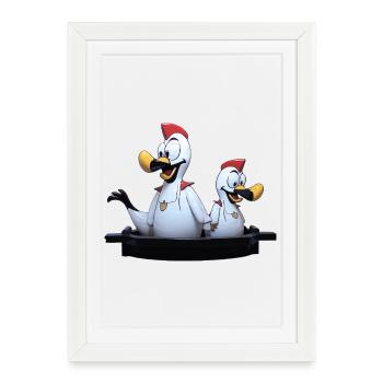 Duo de mouettes sur la jetée - Affiche encadrée (27 × 37 cm) - blanc - Devant