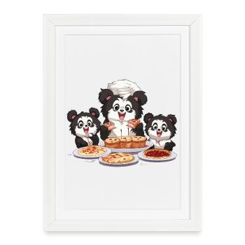 Panda Pizza Fest - Affiche encadrée (27 × 37 cm) - blanc - Devant