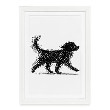 Silhouette sombre de griffon avec ailes - Affiche encadrée (27 × 37 cm) - blanc - Devant
