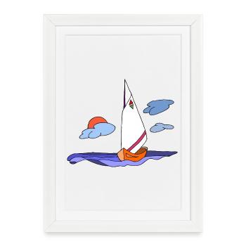 Sailboat - Framed poster (27 × 37 cm) - white - Front