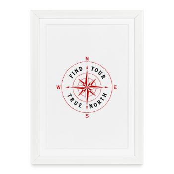 Trouvez votre véritable symbole de la rose des vents de la boussole nord - Affiche encadrée (27 × 37 cm) - blanc - Devant