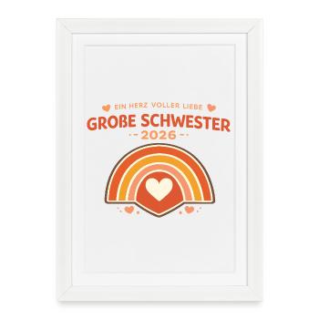 Un cœur plein d’amour | Grande Sœur 2026 Gesch - Affiche encadrée (27 × 37 cm) - blanc - Devant