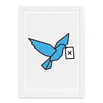 Oiseau porteur de vote : oiseau multicolore - Affiche encadrée (27 × 37 cm) - blanc - Devant