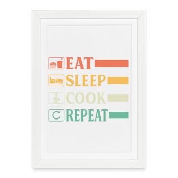 Chef Chef Drôle Chef Boulanger Chef Chef Manger Sommeil Chef Représentant - Affiche encadrée (27 × 37 cm) - blanc - Devant