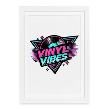 Vinyl Vibes Neon Retro - Framed poster (27 × 37 cm) - white - Front