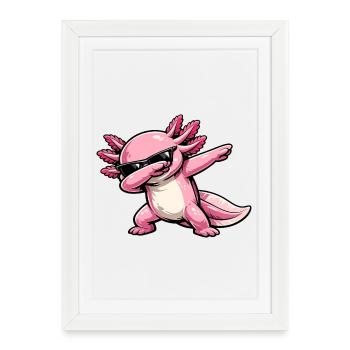Axlotl en dabing - Affiche encadrée (27 × 37 cm) - blanc - Devant