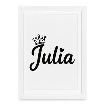 Juliette Nom Couronne Calligraphie personnalisée - Affiche encadrée (27 × 37 cm) - blanc - Devant