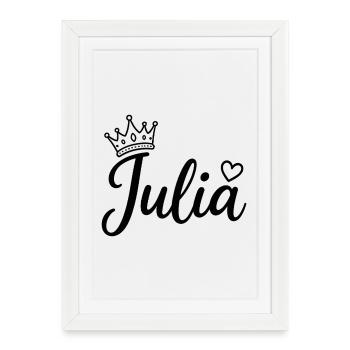 Juliette Nom Couronne Calligraphie personnalisée - Affiche encadrée (27 × 37 cm) - blanc - Devant