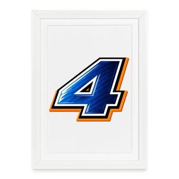 Maillot de football numéro 4 Style sportif - Affiche encadrée (27 × 37 cm) - blanc - Devant