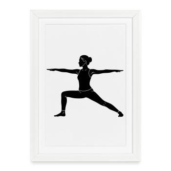 Silhouette de la posture de yoga du guerrier - Affiche encadrée (27 × 37 cm) - blanc - Devant