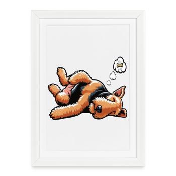 Airedale Terrier Airedales Airedale Lover - Affiche encadrée (27 × 37 cm) - blanc - Devant