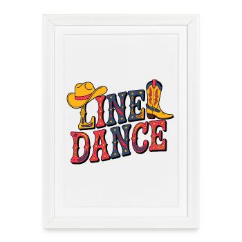 Line Dance Western Illustration - Framed poster (27 × 37 cm) - white - Front