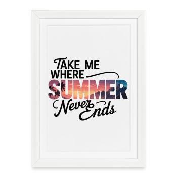 Vacation Sun Beach T-Shirt Summer Never Ends - Framed poster (27 × 37 cm) - white - Front