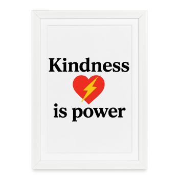 Goodness is Power: Heart with Lightning - Framed poster (27 × 37 cm) - white - Front