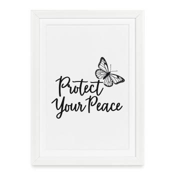 Protégez votre paix papillon paix intérieure - Affiche encadrée (27 × 37 cm) - blanc - Devant
