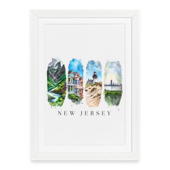 New Jersey Travel Design – Garden State & Jersey S - Framed poster (27 × 37 cm) - white - Front