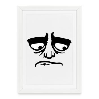 Mürrisches Trauriges Enttäuschtes Gesicht Lustig - Gerahmtes Poster (27 × 37 cm) - Weiß - Vorne