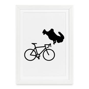 Bicycle Cycling Bunny - Affiche encadrée (27 × 37 cm) - blanc - Devant