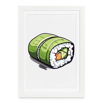 Rouleau à sushi vert émeraude - Affiche encadrée (27 × 37 cm) - blanc - Devant