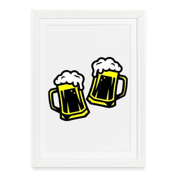 Toast à la bière Boire - Affiche encadrée (27 × 37 cm) - blanc - Devant