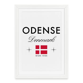 Odense Danemark Coordonnées Souvenir de voyage - Affiche encadrée (27 × 37 cm) - blanc - Devant