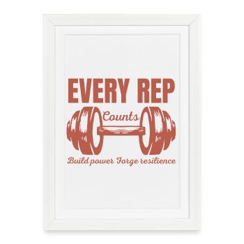 Every Rep Counts Barbell Fitness Gym Motivation - Framed poster (27 × 37 cm) - white - Front
