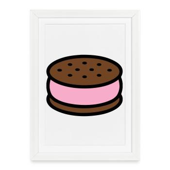 Graphique Sandwich Glace Biscuit - Affiche encadrée (27 × 37 cm) - blanc - Devant