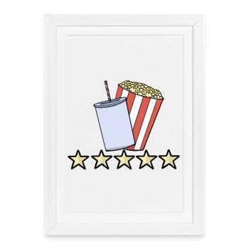 5 Star Movie Night Cinema Popcorn And Soda Review - Framed poster (27 × 37 cm) - white - Front