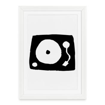 tourne-disque - Affiche encadrée (27 × 37 cm) - blanc - Devant