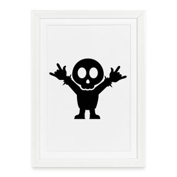 Heavy Metal Fan with rocking finger Fork - Framed poster (27 × 37 cm) - white - Front