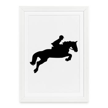 Un cheval sautant - Affiche encadrée (27 × 37 cm) - blanc - Devant