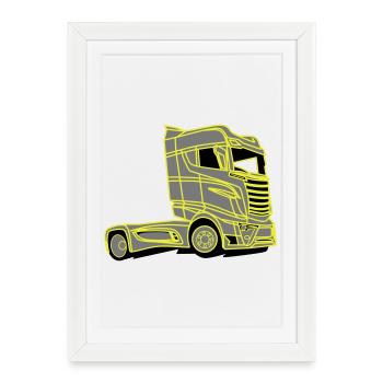 Camion V8 Super R1000 Vabis - Affiche encadrée (27 × 37 cm) - blanc - Devant
