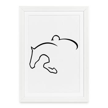 6061912 121501268 cavalier de saut - Affiche encadrée (27 × 37 cm) - blanc - Devant