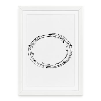 Ovale décoratif avec des coeurs - fond de cadre - Affiche encadrée (27 × 37 cm) - blanc - Devant